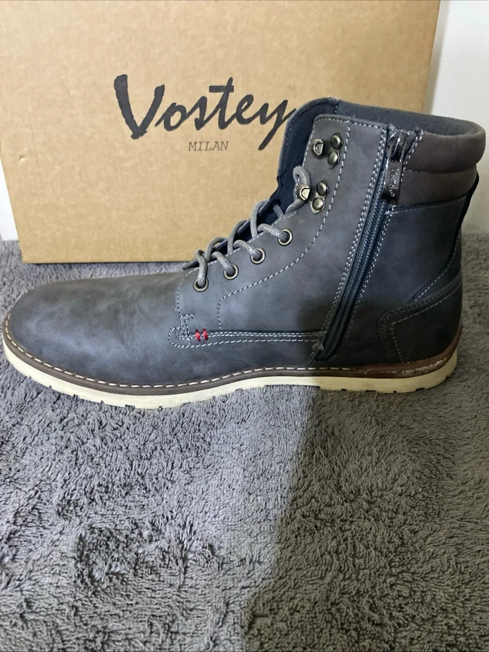Men's Dark Brown Lace-Up Casual Boots with Padded Collar